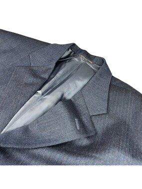 Holland & Sherry Men's 100's Wool 3-Button Blazer Blue Herringbone • 46R US